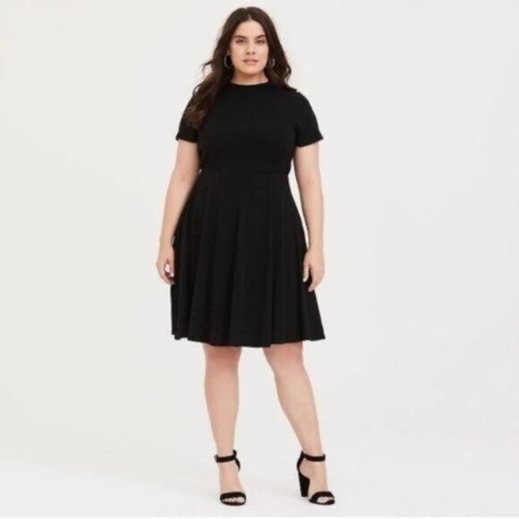 Torrid Black Knit Mock Neck Skater Sweater Dress Fit and Flare - Picture 1 of 8